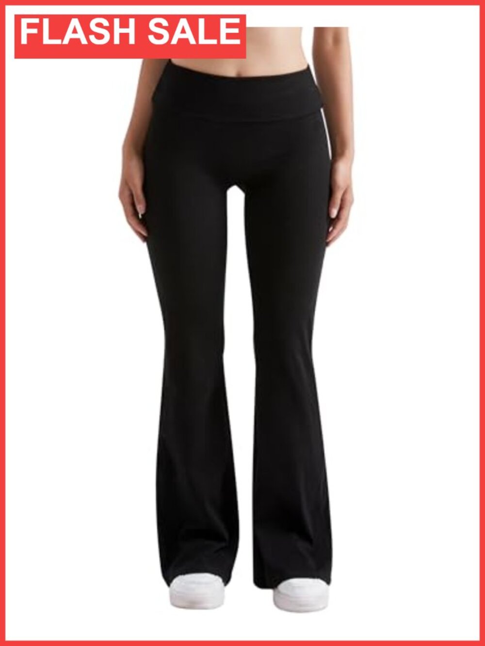 Flared Yoga Pants Cotton Fold Over Waist Bootcut Lounge Leggings